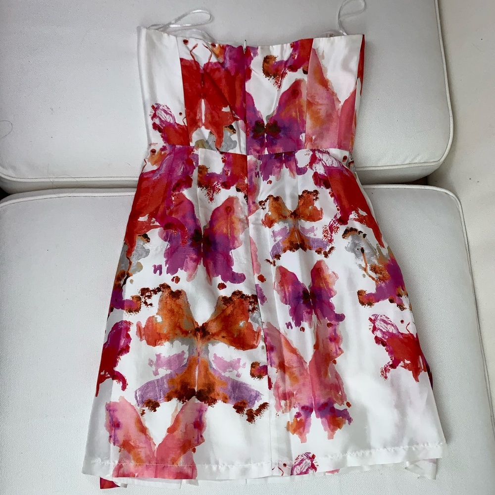 CHLOE Silk floral strapless mini dress